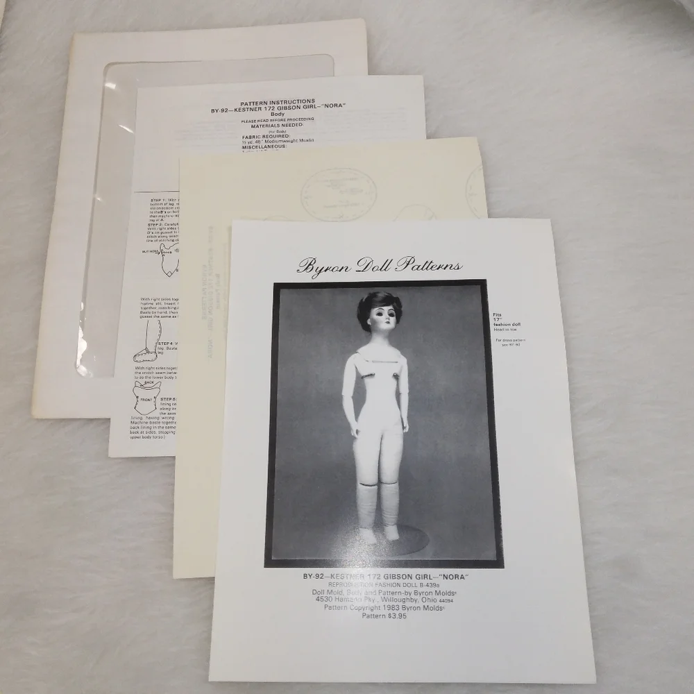 Byron Doll Pattern Gibson Girl Doll body seeing Pattern, 17 inch doll